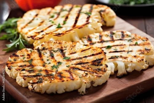 grilled cauliflower steaks with visible grill lines