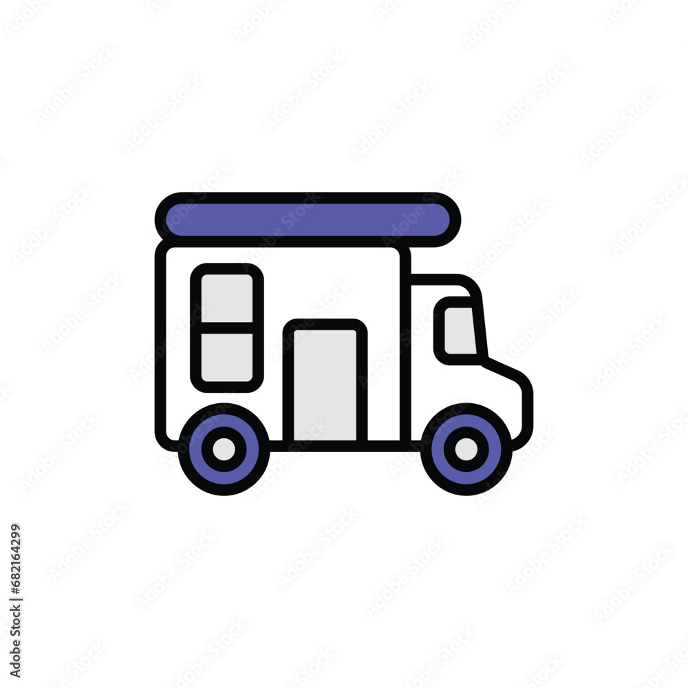 Caravan icon design with white background stock illustration