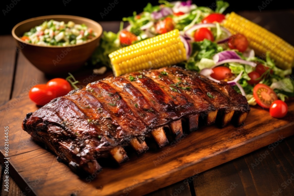 ribs served with homemade corn salad ribs served with homemade corn salad
