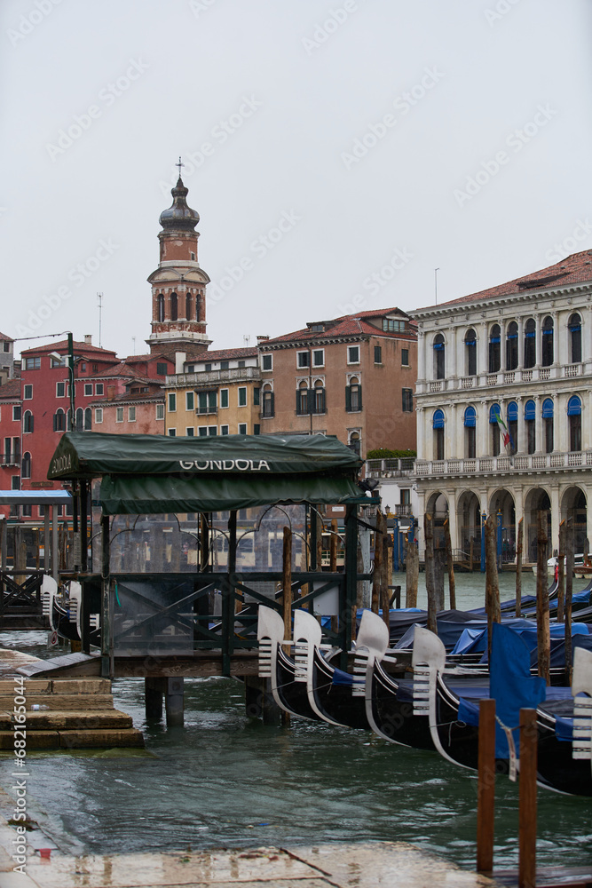 Naklejka premium Gondola boat rental at Grand Canal. Venice - 5 May, 2019