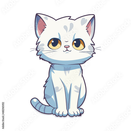 cat sit cartoon sticker, transparent background