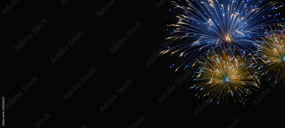 Silvester Sylvester Festival Party New Year, New Year's eve 2024 fireworks background banner panorama - Explosion, firework pyrotechnics isolated on dark black night sky texture Silvester Sylvester Festival Party New Year, New Year's eve 2024 fireworks background banner panorama - Explosion, firework pyrotechnics isolated on dark black night sky texture
