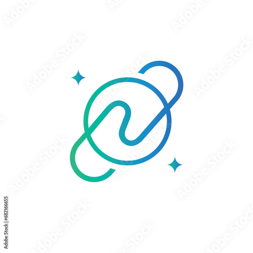 N letter logo vector like a planet