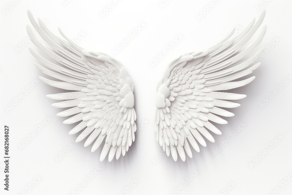 Fototapeta premium Layout 3D Angel Wing On White Background