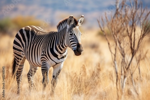 grevys zebra grazing in the dry grasslands photo