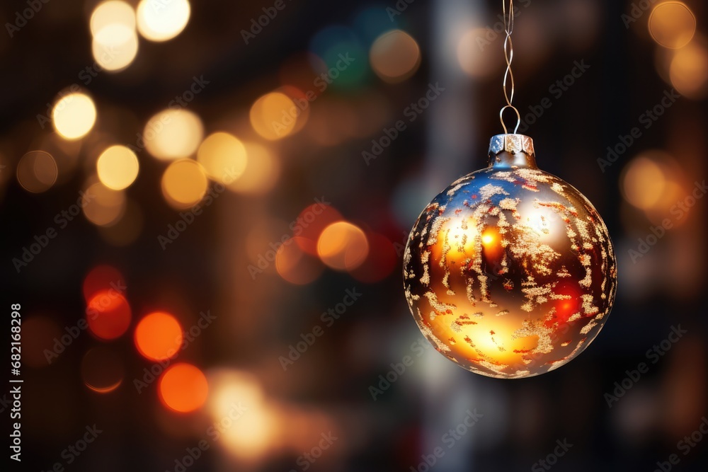 Blurred Lights Accentuating Christmas Tree With Baubles Blurred Lights Accentuating Christmas Tree With Baubles