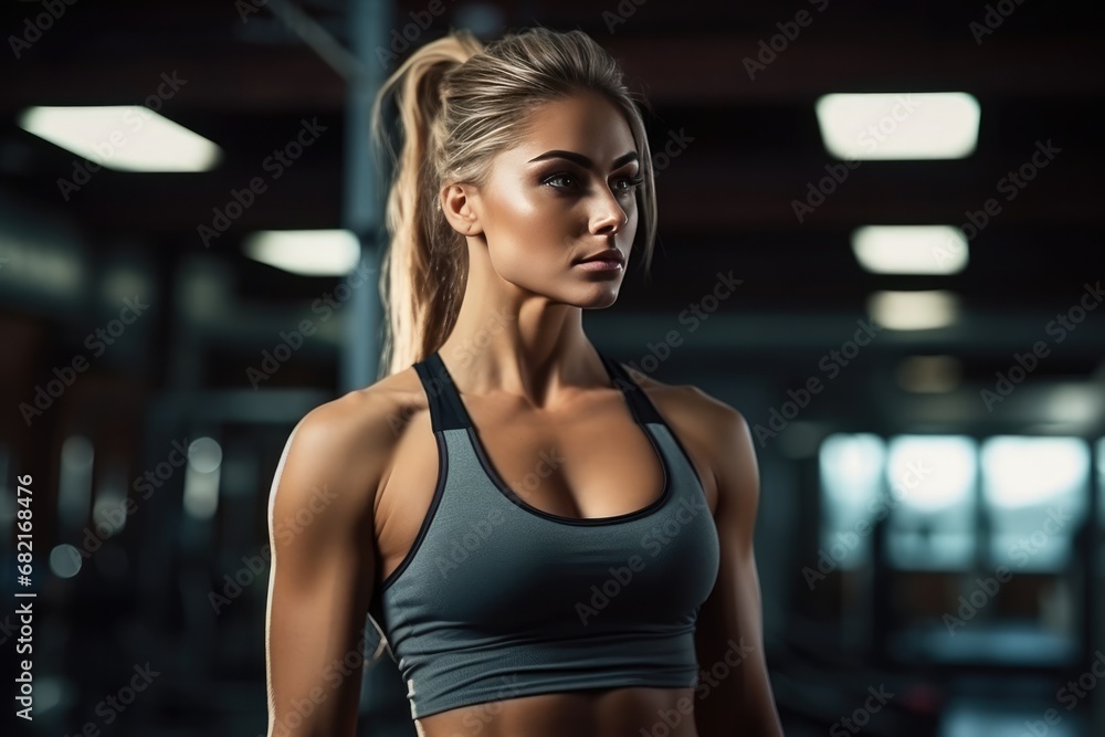 Crossfit Girl Shows Muscles After Workout In The Gym Crossfit Girl Shows Muscles After Workout In The Gym