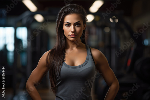 Crossfit Girl Shows Muscles After Workout In The Gym. Сoncept Fitness Transformation, Strong And Sculpted, Gym Motivation, Fit And Fabulous, Crossfit Warrior © Anastasiia