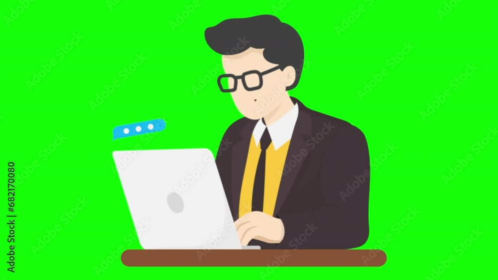 2d animation, Men Discuss Problems Online, on green screen 2d animation, Men Discuss Problems Online, on green screen