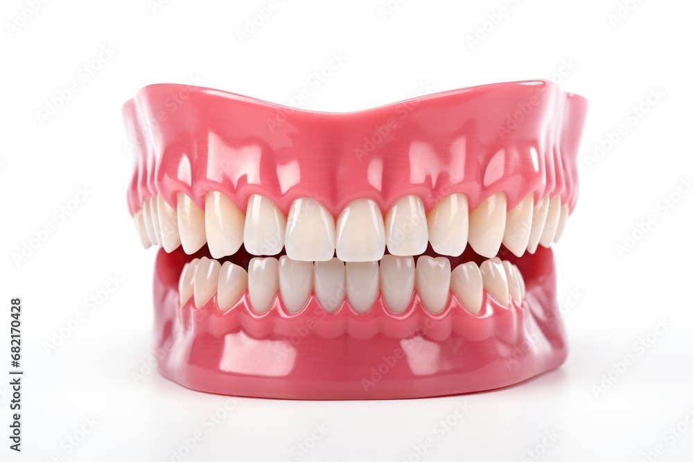 Fototapeta premium Jaw With Teeth On White Background