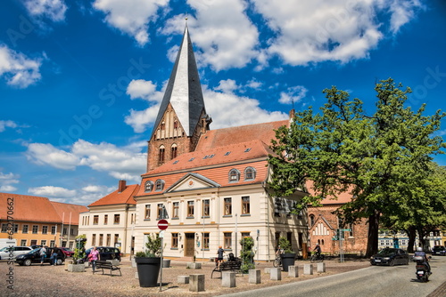 röbel, deutschland - rathaus und turm der nikolaikirche photo