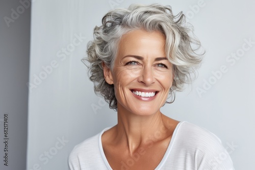 Portrait Of Happy Mature Model.   oncept Natural Lighting  Confident Expression  Timeless Beauty