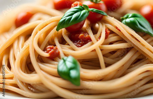 Traditional Italian spaghetti pasta with tomato sauce