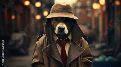 Dog dressed as a detective