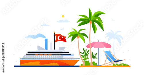 Turkish resort and vacation - modern colored vector illustration