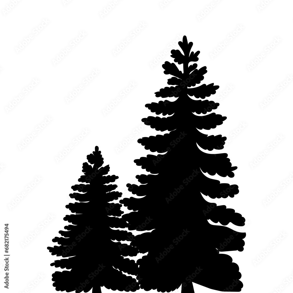 Obraz premium Christmas tree silhouette on a white background vector