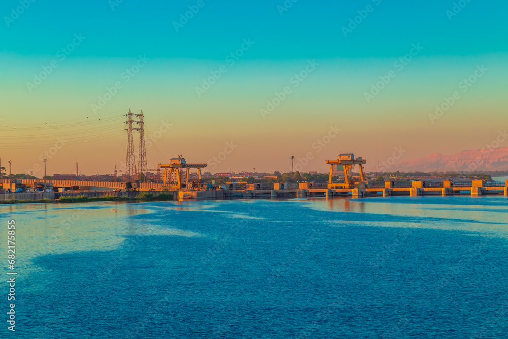 Obraz premium Gateway on the Nile. Sunset.