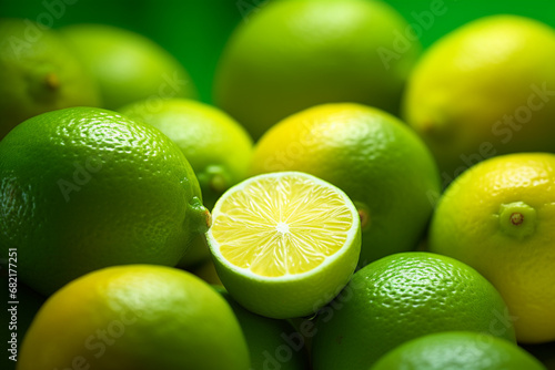 Lime background fresh fruits