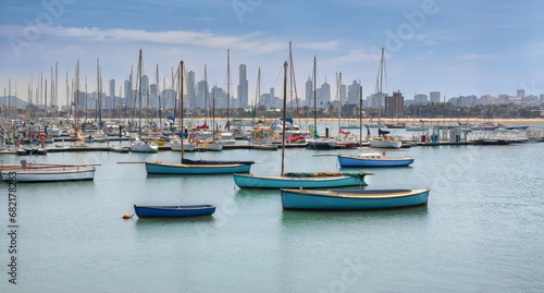 Looking across Hobsons Bay from Williamstown to Melbourne oin Australia photo