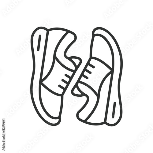Sneakers icon line design. , Shoes, Footwear, Athletic, Jogging, Running, Icon, Style, Sporty, Active, vector illustrations. Sneakers editable stroke icon.