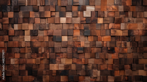 brownn background of wooden blocks. A Spectrum of multi colored wooden blocks aligned. Background or cover for something creative or diverse. Colorful wooden blocks aligned. 3d render © Planetz