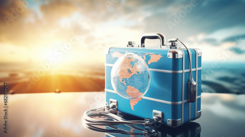 travel suitcase on the background