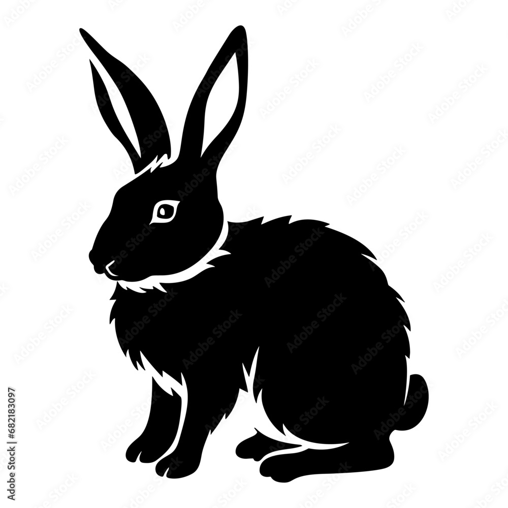 Obraz premium Rabbit Silhouette Isolated on White Background. Vector Illustration