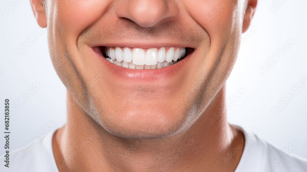 a Middle-aged handsome man model smiling with clean teeth, used for a dental ad isolated on white background a Middle-aged handsome man model smiling with clean teeth, used for a dental ad isolated on white background