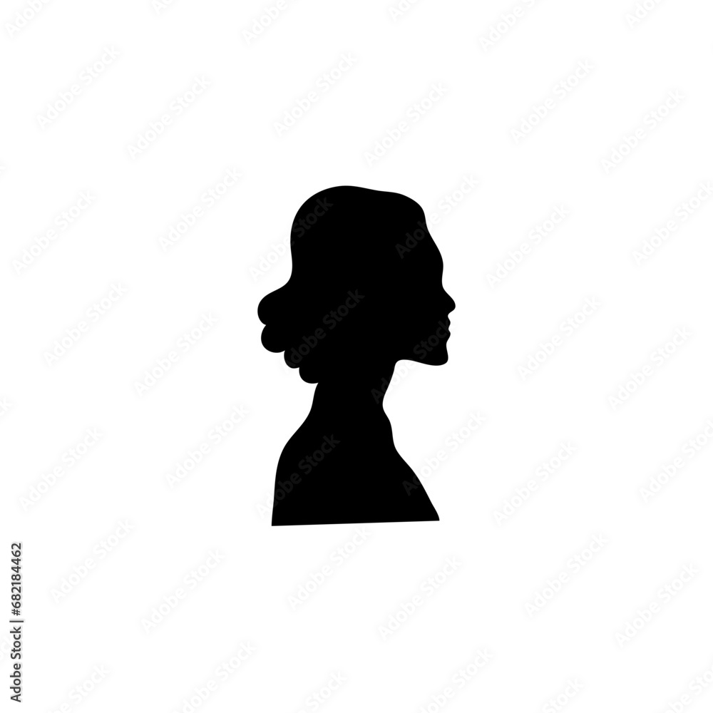 silhouette woman or man head side view avatar illustration