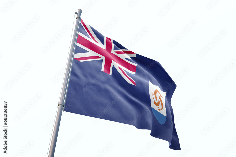 Fototapeta premium Anguilla flag waving isolated on white background