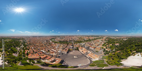 Aerial view of the Rome and Piazza del Popolo. Italy