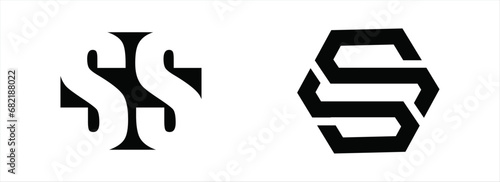 Design a corporate branding logo featuring the letters SS in a geometric format, presented in a monochromatic black and white color scheme.