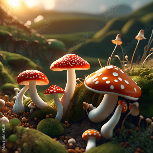 colored Mushrooms, AI-Generatet