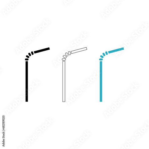 Straw plastic set icon isolated on transparent background