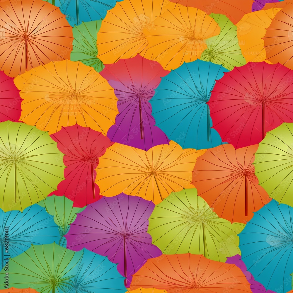 rainbow colored umbrellas with sunshine