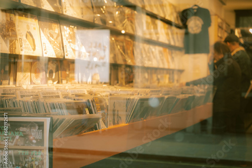 Photography Outside shot of a record store with reflections in london