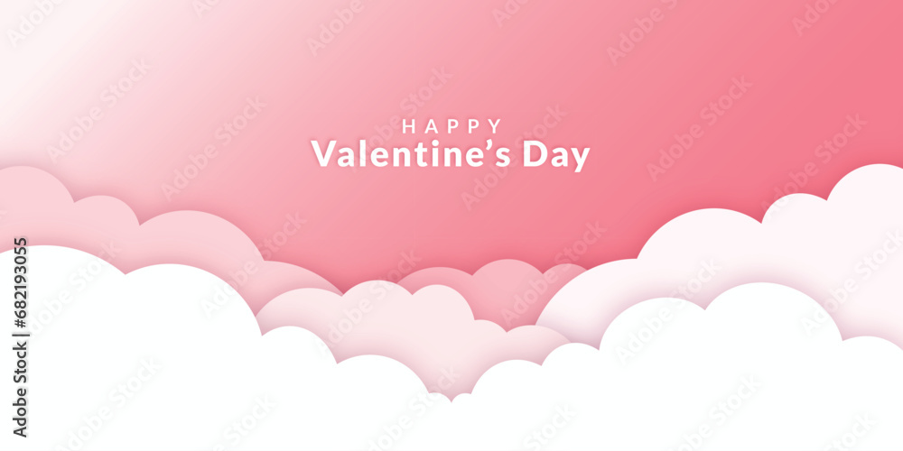 Happy valentines day wishing or greeting, banner, poster, design with valentine creative love composition of the cloud. Vector illustration