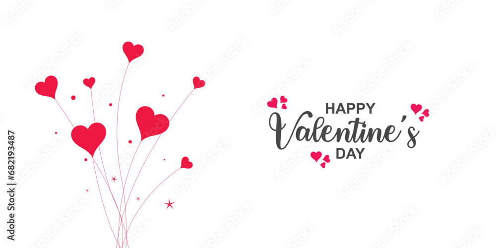 Happy valentine day wishing or greeting, card banner, poster, design with creative love composition of the heart. Vector illustration