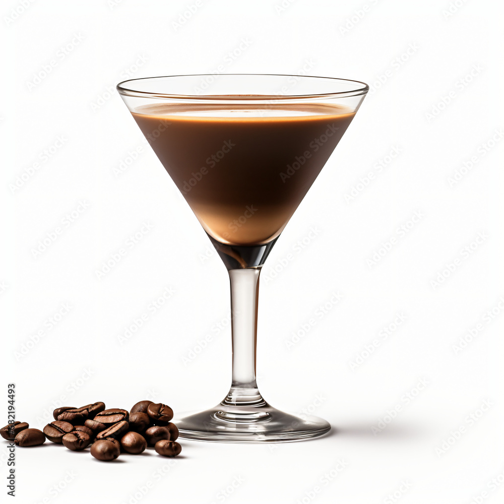 Espresso martini glass isolated on white background