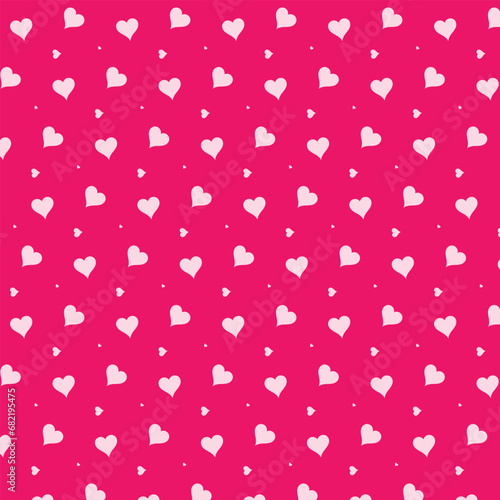 Pink heart seamless girlish abstract pink background for print, wrapping pattern, vector drawing wide horizontal design