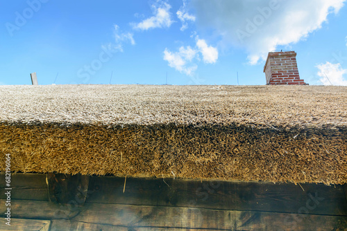 Reed roof, reed roof texture close-up.