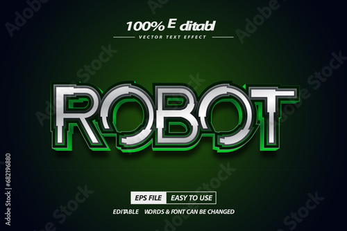 Robot 3d text effect editable metallic and technology template photo