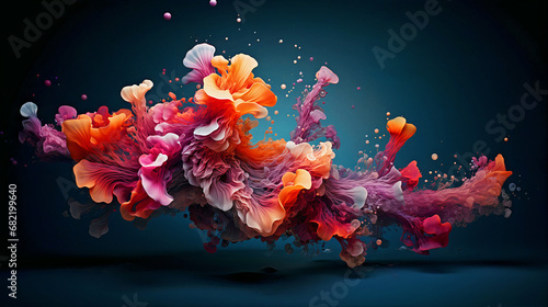 Colorful wavy liquid waves, abstract background, modern abstract illustration. Generative AI © lesikvit