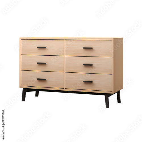 Dresser with drawers on transparent background, white background, isolated, cabinet illustration