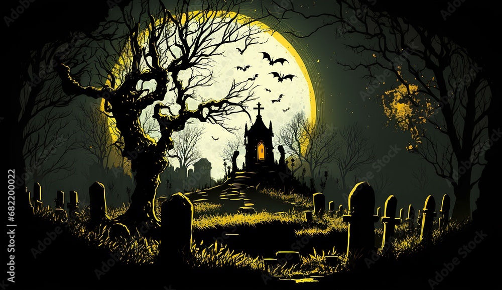 a dark scary cemetery 