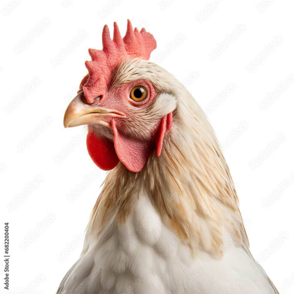 Close up of chicken isolated on white background