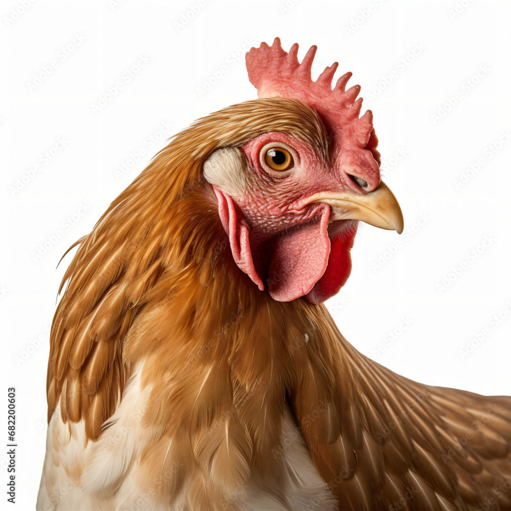 Close up of chicken isolated on white background
