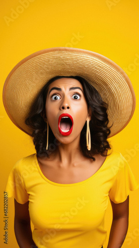 Young african woman wearing summer hat screaming very angry and aggressive. furious expression.