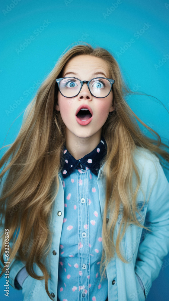 Surprised girl with glasses. Surprised girl with glasses.