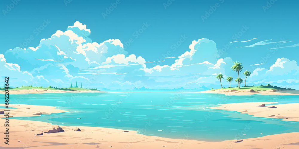 Island beach landscape vector background